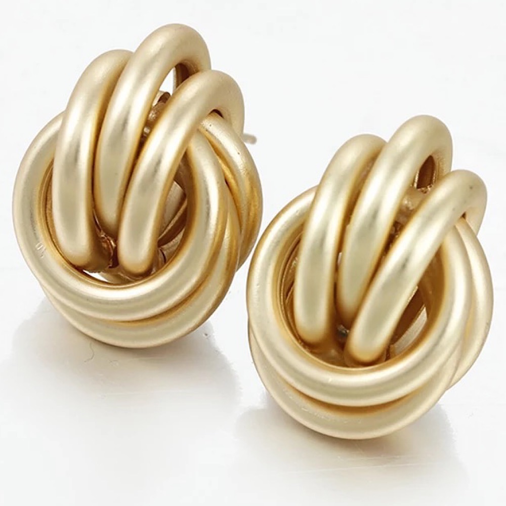 18k Gold  Matte Plated Stud Earrings for Women